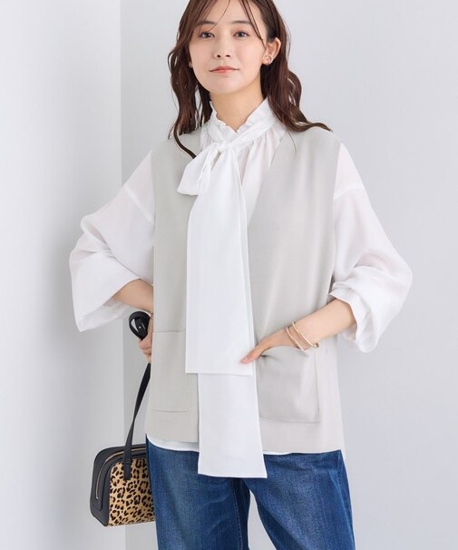 Vネック ニットジレ