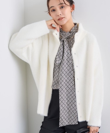 スタンドネック シャギーモールニット