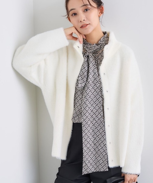 スタンドネック シャギーモールニット