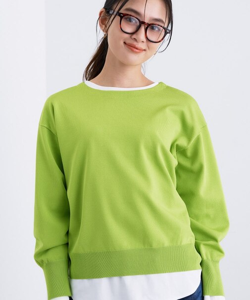 ボートネック ストレッチニット