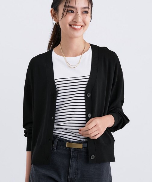 Vネック ストレッチカーディガン