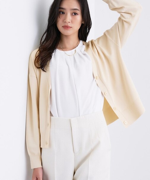 Vネック ストレッチカーディガン