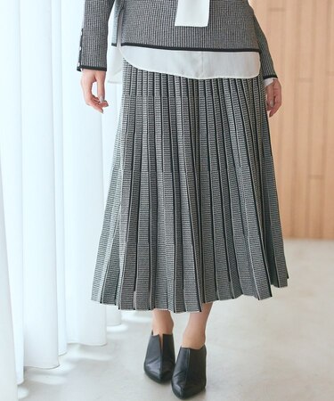 【洗える/SETUP可能】ジャカードニット プリーツスカート