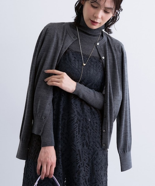 【洗える】ハイゲージニットカーディガン