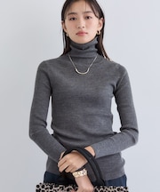 【洗える／毛玉になりにくい】エクストラファインウール リブタートルニット