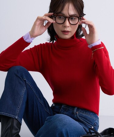 【洗える/毛玉になりにくい】エクストラファインウール リブタートルニット