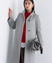 【名品コート/日本製】ウール100%スタンドカラーロングコート