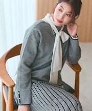 【洗える/SETUP可能】ジャカードボートネックニット