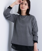 【洗える／SETUP可能】ジャカードボートネックニット