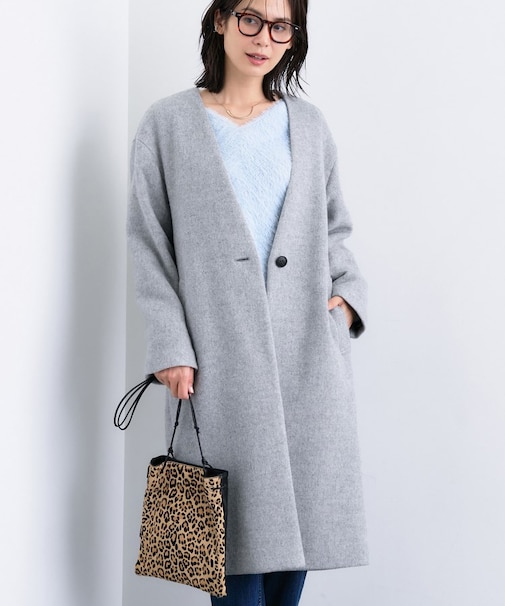 【軽量／ウール混】ライトフォルム ロングコート