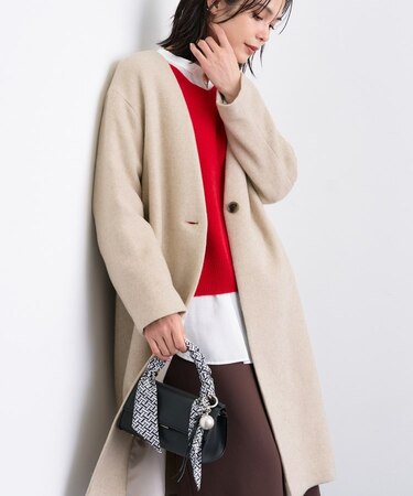 【軽量／ウール混】ライトフォルム ロングコート