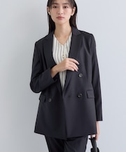 【日本製/スーツ/通勤】シルクウールストレッチ ダブルジャケット