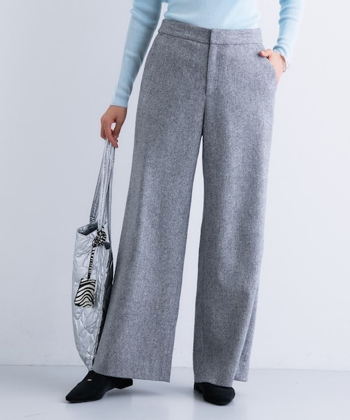 【褒められパンツ／ウール混】ウォームウール ワイドパンツ