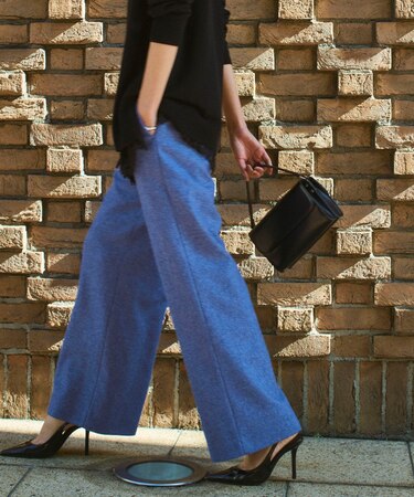 【褒められパンツ／ウール混】ウォームウール ワイドパンツ