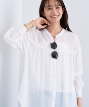 【きれいめ／ラメ】シャイニーローン ドレーピーブラウス