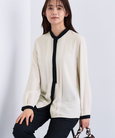 【きれいめ／オフィス／セレモニー】2WAYリボンタイブラウス