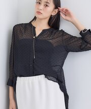 シアードット切り替えブラウス