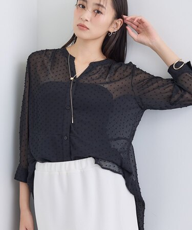 シアードット切り替えブラウス