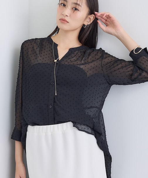 シアードット切り替えブラウス