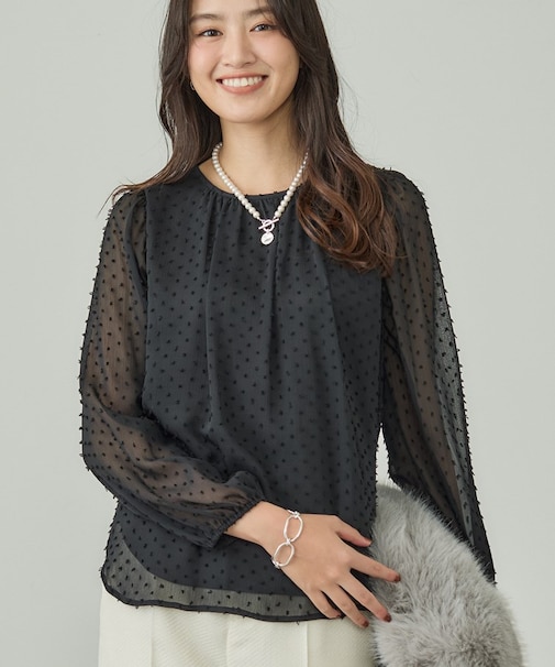 【袖コンシャス】シアードットブラウス