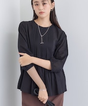 【コットン100％】タックシアーブラウス