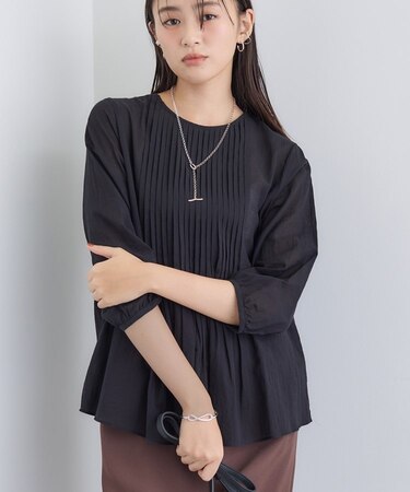 【コットン100％】タックシアーブラウス