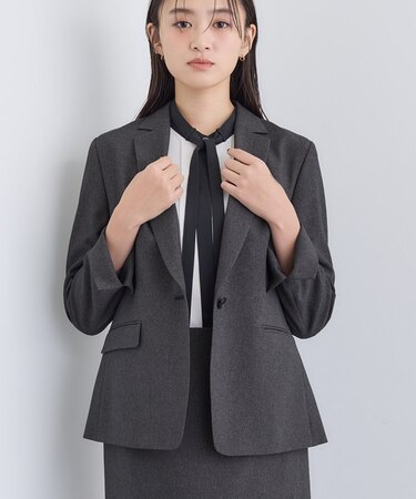 【洗える/通勤/スーツ】メランジストレッチ テーラージャケット
