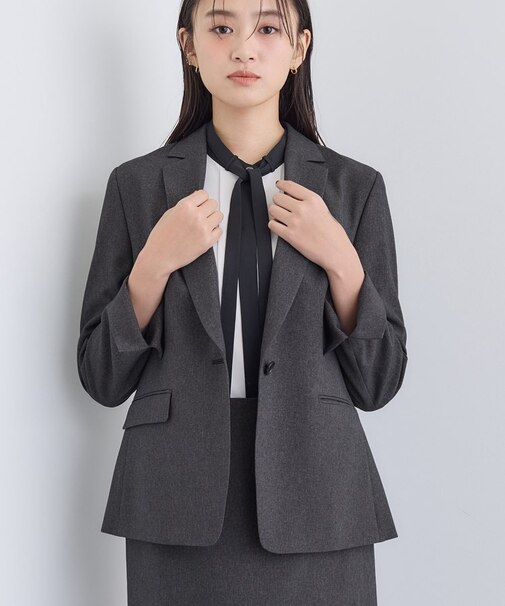 【洗える/通勤/スーツ】メランジストレッチ テーラージャケット