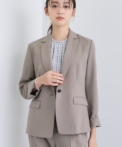 【洗える/通勤/スーツ】メランジストレッチ テーラージャケット