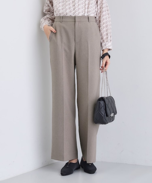 【洗える/通勤/スーツ】メランジストレッチ ワイドパンツ