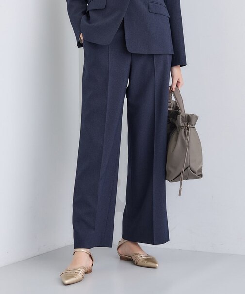 【洗える/通勤/スーツ】メランジストレッチ ワイドパンツ