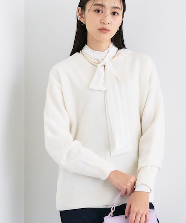 【洗える／カシミヤ混】ボトルネック ドルマンスリーブニット