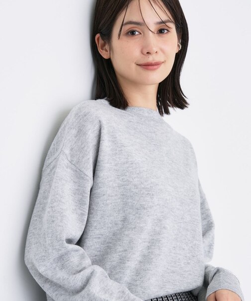 【洗える/カシミヤ混】ボトルネック ドルマンスリーブニット