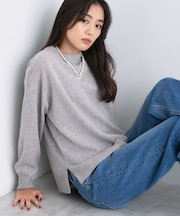 【洗える/カシミヤ混】ボトルネック ドルマンスリーブニット