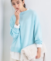 【洗える/カシミヤ混】ボトルネック ドルマンスリーブニット