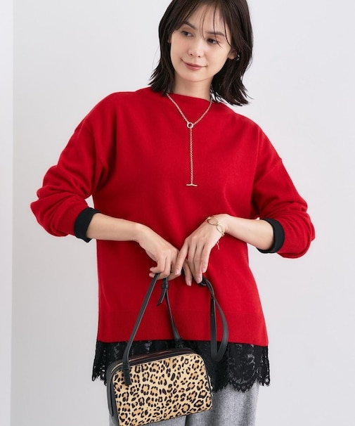 【洗える/カシミヤ混】ボトルネック ドルマンスリーブニット