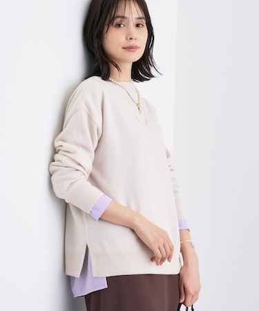 【洗える／カシミヤ混】ボトルネック ドルマンスリーブニット