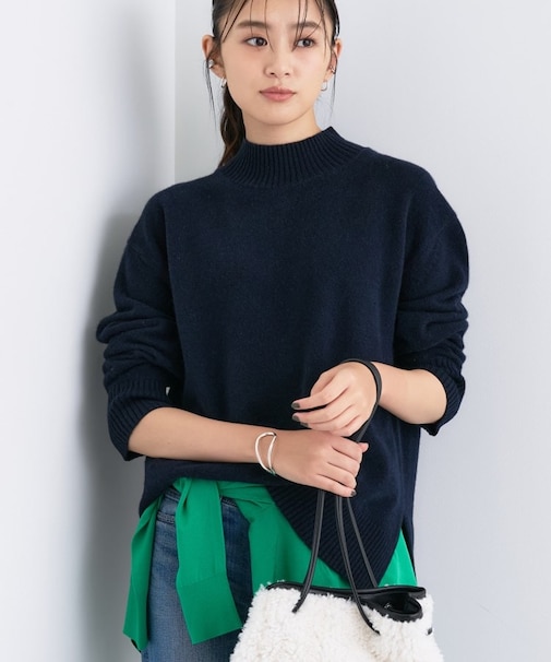 【冬ニット人気NO．1！／カシミヤ混】ミドルゲージハイネックニット