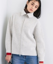 【洗える】カラーネップ ダブルジップカーディガン