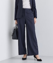 【日本製／スーツ／通勤】シルクウールストレッチ ワイドパンツ