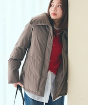 【撥水/洗える/デザイン衿】ステッチレス ショートダウンコート