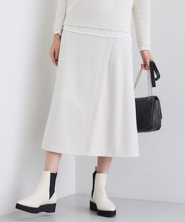 【SETUP可能/洗える/UVケア】ライトジャージ セミフレアスカート