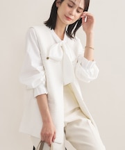 【2点セット／洗える／セレモニー】ツイードジレ＆ボウタイブラウス