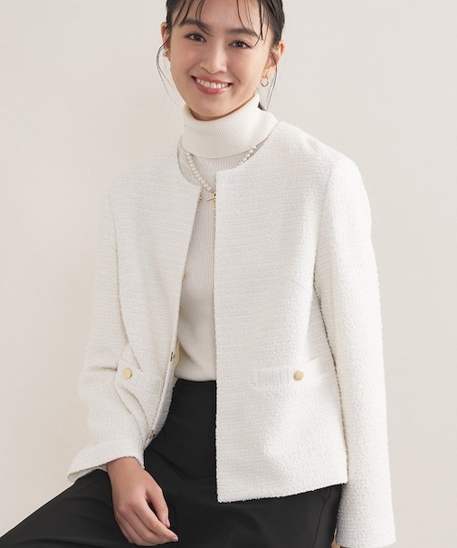 【セレモニー／洗える】ミックスツイードライトジャケット