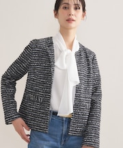 【セレモニー/洗える】ミックスツイードライトジャケット