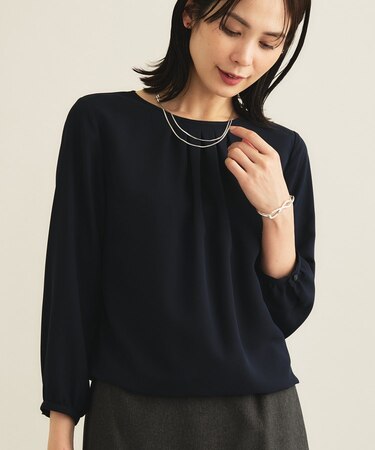 【セレモニー／洗える／透けにくい】ダイヤ柄プリントブラウス