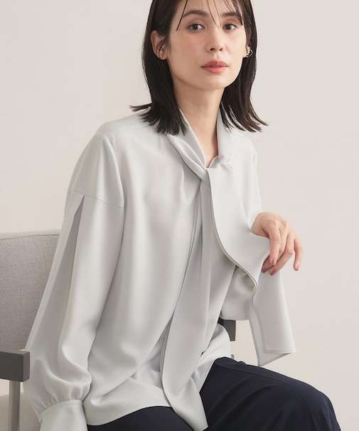 【セレモニー／洗える】ジョーゼットボウタイブラウス