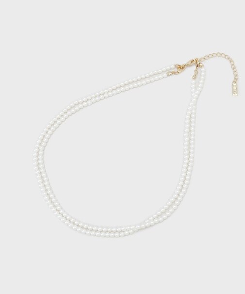 【マルチWAY／セレモニー】2連シンプルパール調ネックレス