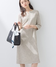 【軽量/セレモニー/SETUP可能】ストレッチツイードAラインワンピース