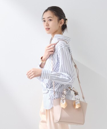 【ミドルサイズ/合皮/ショルダー付】スタッズ風メタルバッグ